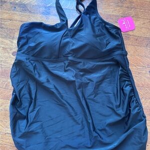 NWT Isabel Maternity One Shoulder Black Swimsuit Top with built in padding